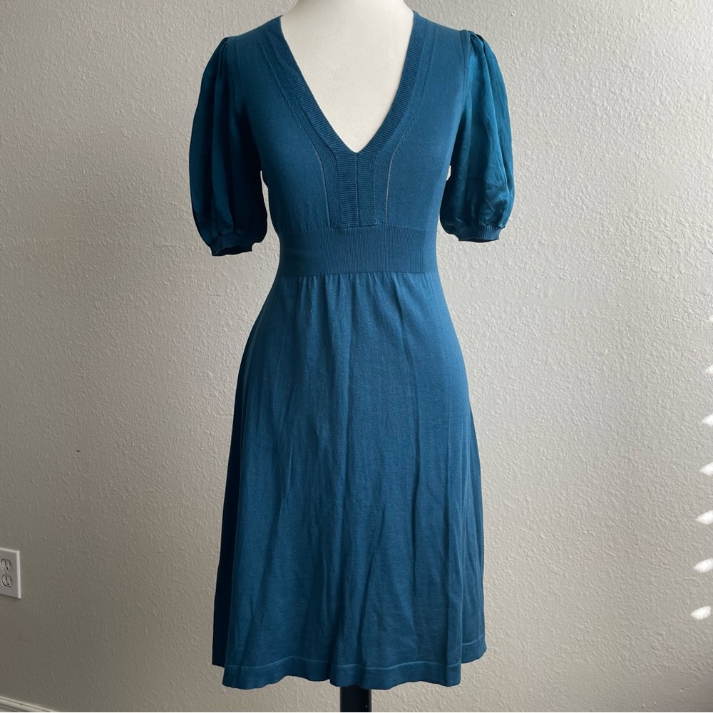 BCBGMaxAzria Deep Blue Silk Midi Dress